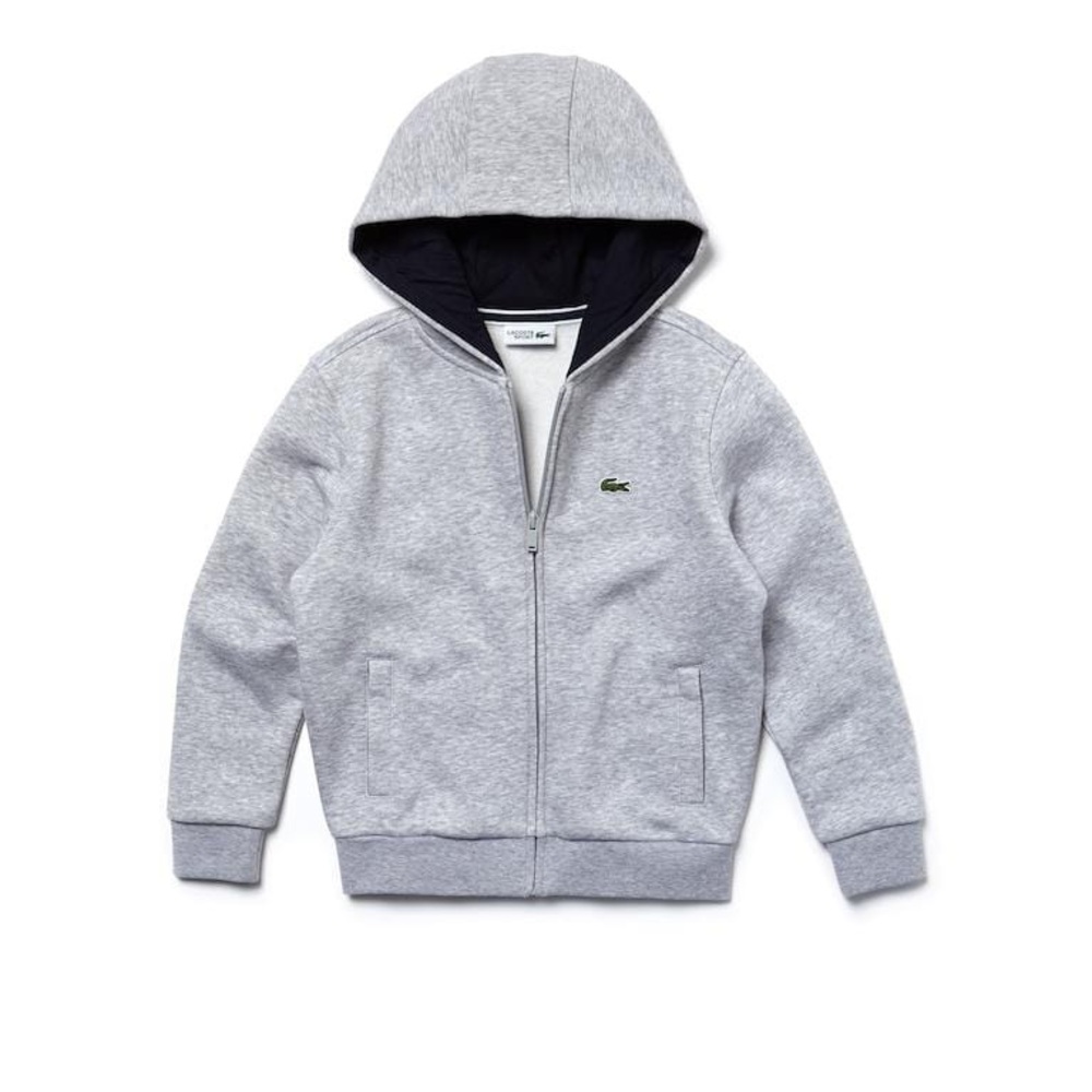 Lacoste Kids Light Gray Zip-Up Hoodie